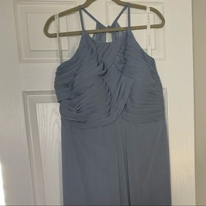 Azazie Ginger Dusty Blue long dress sz 16